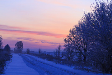winter road at dawn