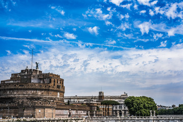 Beautiful picture of Castel sant'Angelo on summer morning, Rome Italy