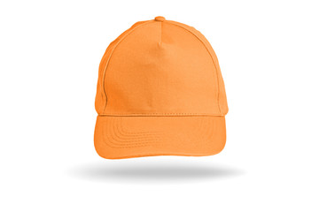 Orange Baseball Cap on a white background.