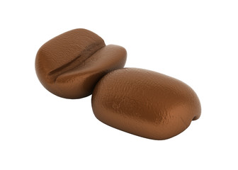 coffee beans  isolated on white background without shadow 3d