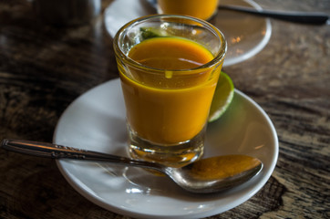 Glas of jamu in Bali, Indonesia.
