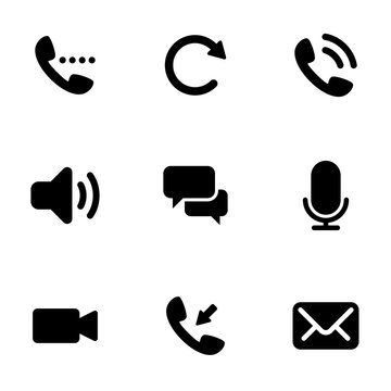 Set of simple icons on a theme phone call, vector, design, collection, flat, sign, symbol,element, object, illustration, isolated. White background