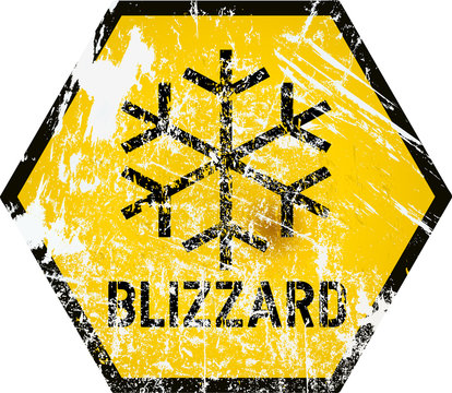 Blizzard And Winter Weather Warning Sign, Vector Illustration, Fictional Artwork