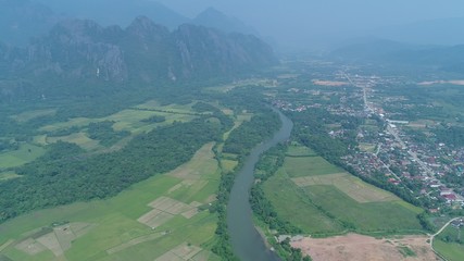 Laos Viang Vieng vue du ciel