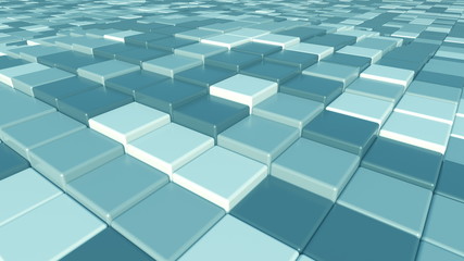 Square blue tiles background, 3d rendering