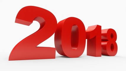 3D rendering 2018 red isolated