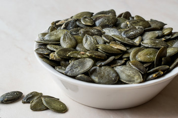 Raw Pumpkin Seeds Kernel in a bowl.