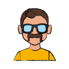 Man with sunglasses profile icon vector illustration graphic design