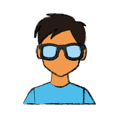 Man with sunglasses profile icon vector illustration graphic design