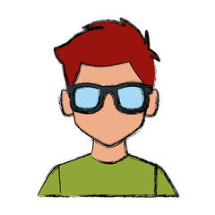 Man with sunglasses profile icon vector illustration graphic design