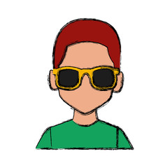 Man with sunglasses profile icon vector illustration graphic design