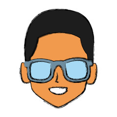 Man with sunglasses profile icon vector illustration graphic design