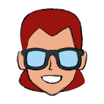 Woman with sunglasses profile icon vector illustration graphic design