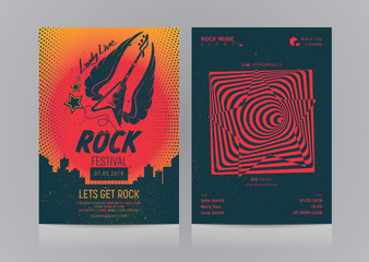 Set of Rock Music Flyer Layout. Mockup Vector illustration. - 183645979