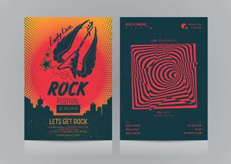 Plexiglas foto achterwand Set of Rock Music Flyer Layout. Mockup Vector illustration. © luckykot