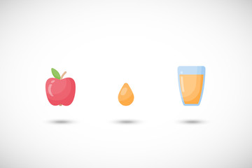 Apple juice vector flat icons set