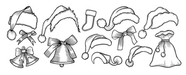 Set doodle Christmas hats - 183646367
