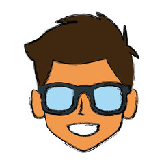 Man with sunglasses profile icon vector illustration graphic design