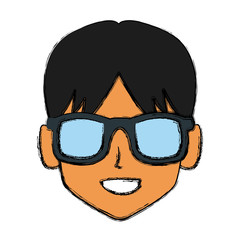 Obraz na płótnie Canvas Man with sunglasses profile icon vector illustration graphic design