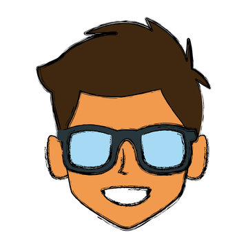 Man with sunglasses profile icon vector illustration graphic design