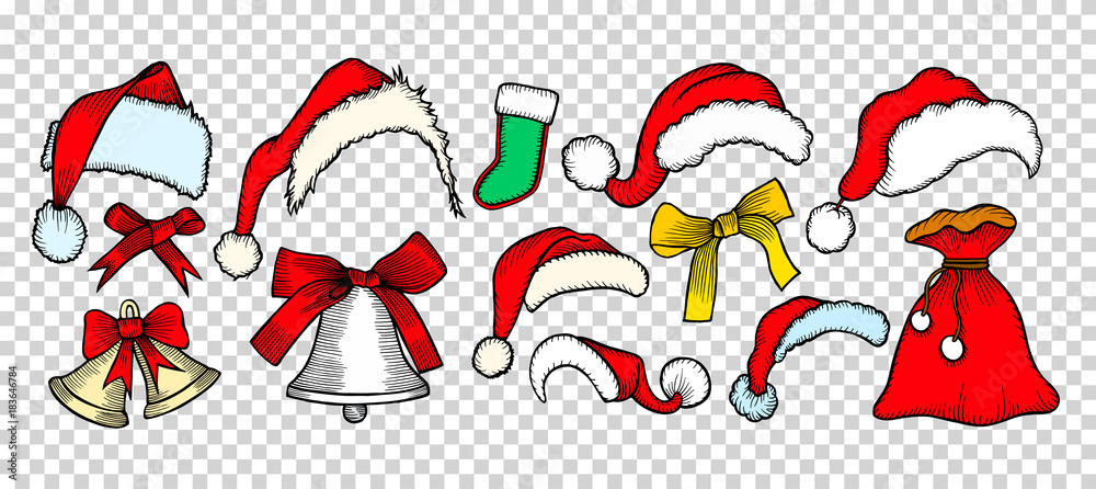 Sticker Set doodle Christmas hats