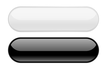 Black and white oval glass buttons