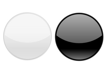 Black and white round glass buttons