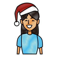 Young woman with christmas hat icon vector illustration graphic design