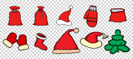 Set doodle Christmas hats