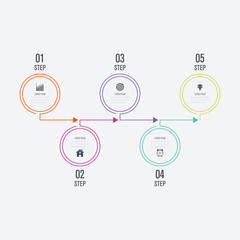 Infographics template 5 options with circle