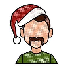 Man with christmas hat icon vector illustration graphic design