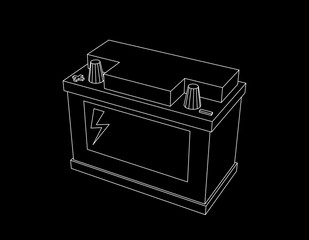 Car accumulator battery. Vector outline illustration.