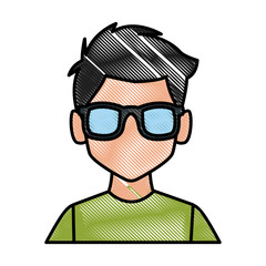 Man with sunglasses profile icon vector illustration graphic design