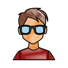 Man with sunglasses profile icon vector illustration graphic design