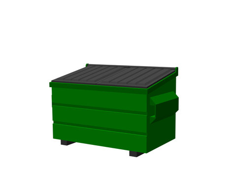 Recycling Dumpster. Isolated On White Background. 3d Vector Illustration.