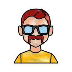 Man with sunglasses profile icon vector illustration graphic design