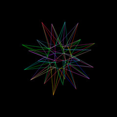 Abstract star.3d framework sphere from lines. Vector outline illustration.