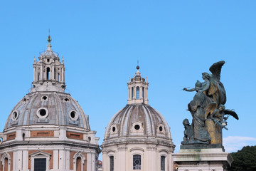 Fototapeta na wymiar church roof top with blue sky in Rome 