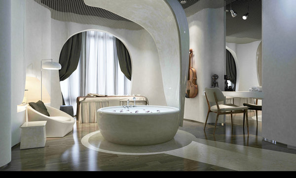 3d Render Of Luxury Bathroom Of Hotel And Spa