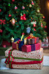 Christmas decorations, Christmas tree, gifts, new year