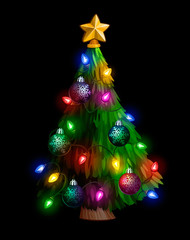 Christmas tree with a garland and balls