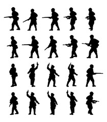 Infantry. Soldiers silhouettes set