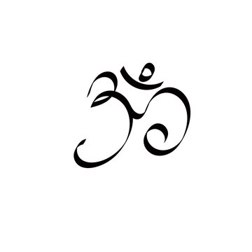 Art ohm sign. Om symbol. Yoga aum symbolizing.
