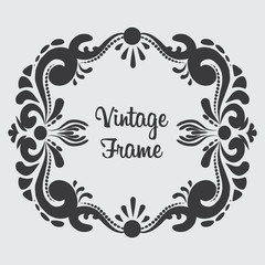 Vector rectangular vintage frame. Floral ornament