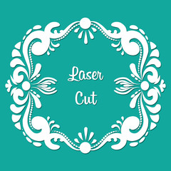 Vector rectangular laser cut. Floral ornament.