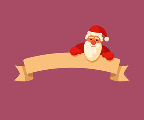 Santa Claus with blank ribbon.