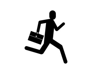 Person running to work pictogram silhouette vector icon 