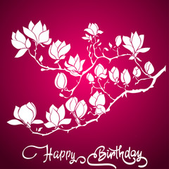 magnolia frame for Birthday greeting card.