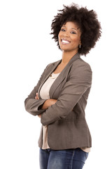 black casual woman on white background
