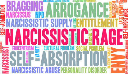 Narcissistic Rage Word Cloud on a white background.